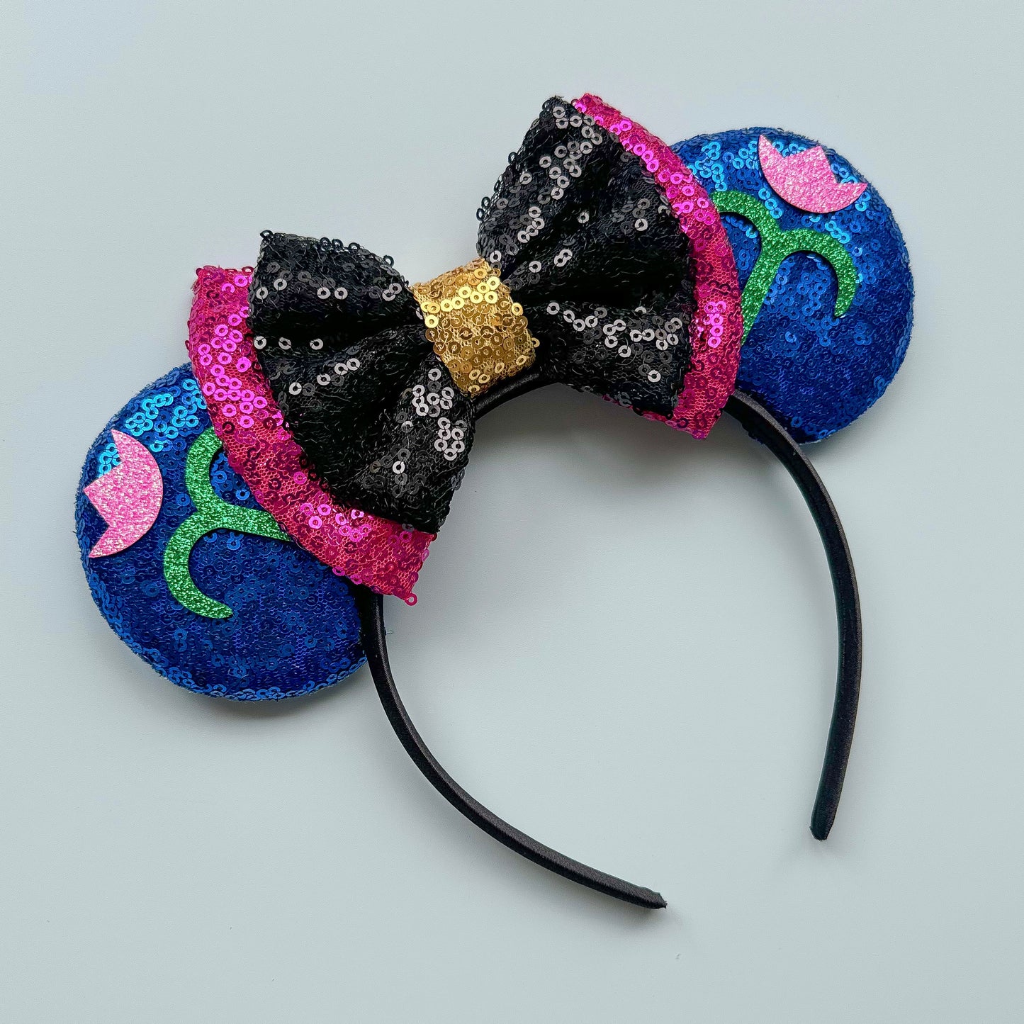 Tulips with Black Bow Sequin Headband Animal Ears