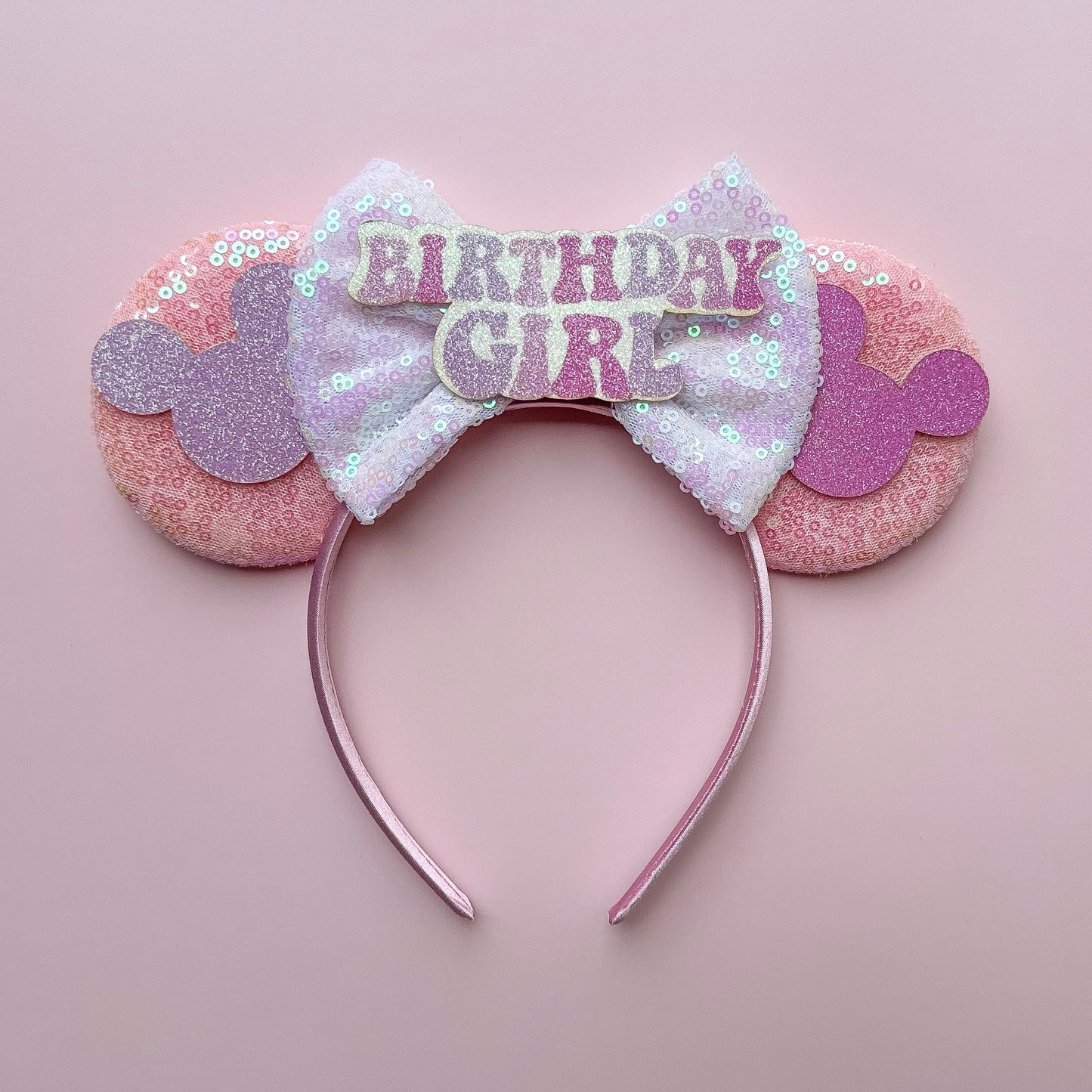 Birthday Girl PINK Sequin Headband Animal Ears