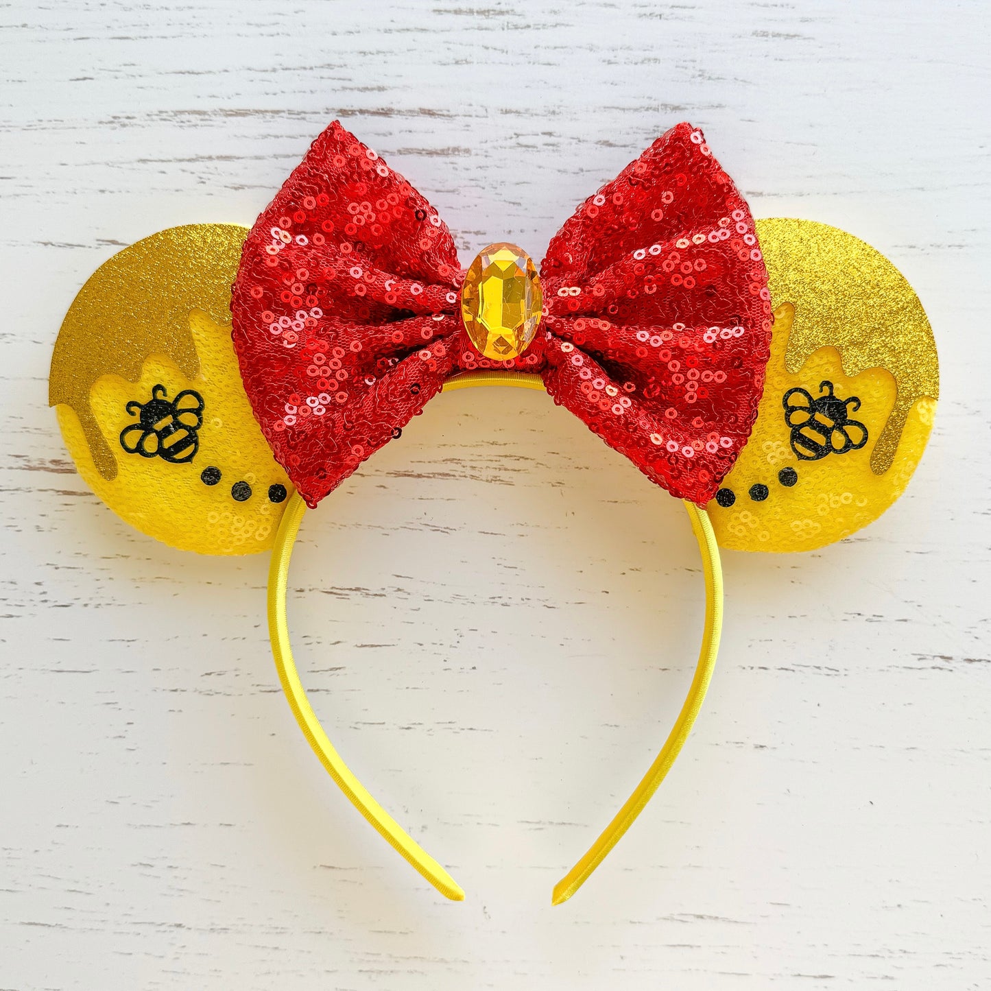 Buzzing Bee with Red Bow Sequin Headband Animal Ears