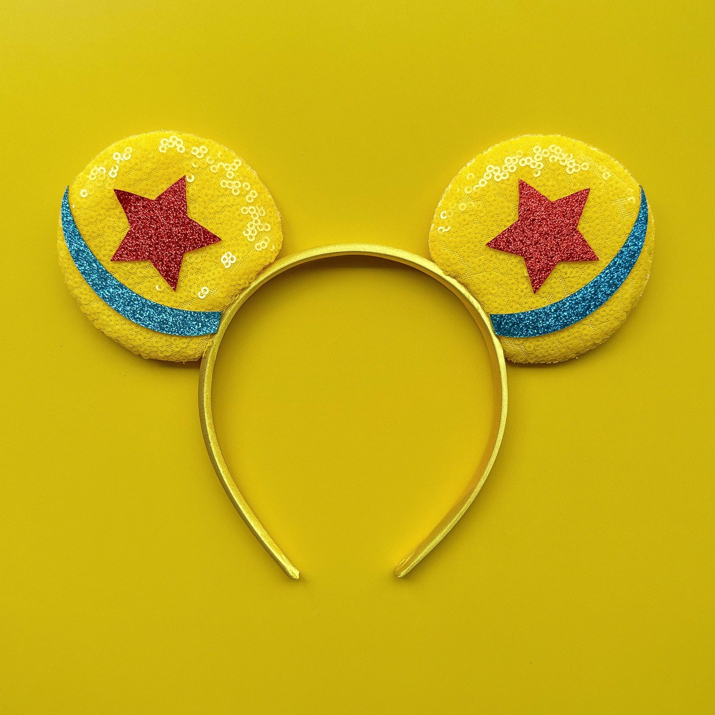 Yellow with Red Star Sequin Headband Animal Ears