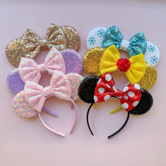 Classic Bundle of Six (6) Sequin Headband Animal Ears