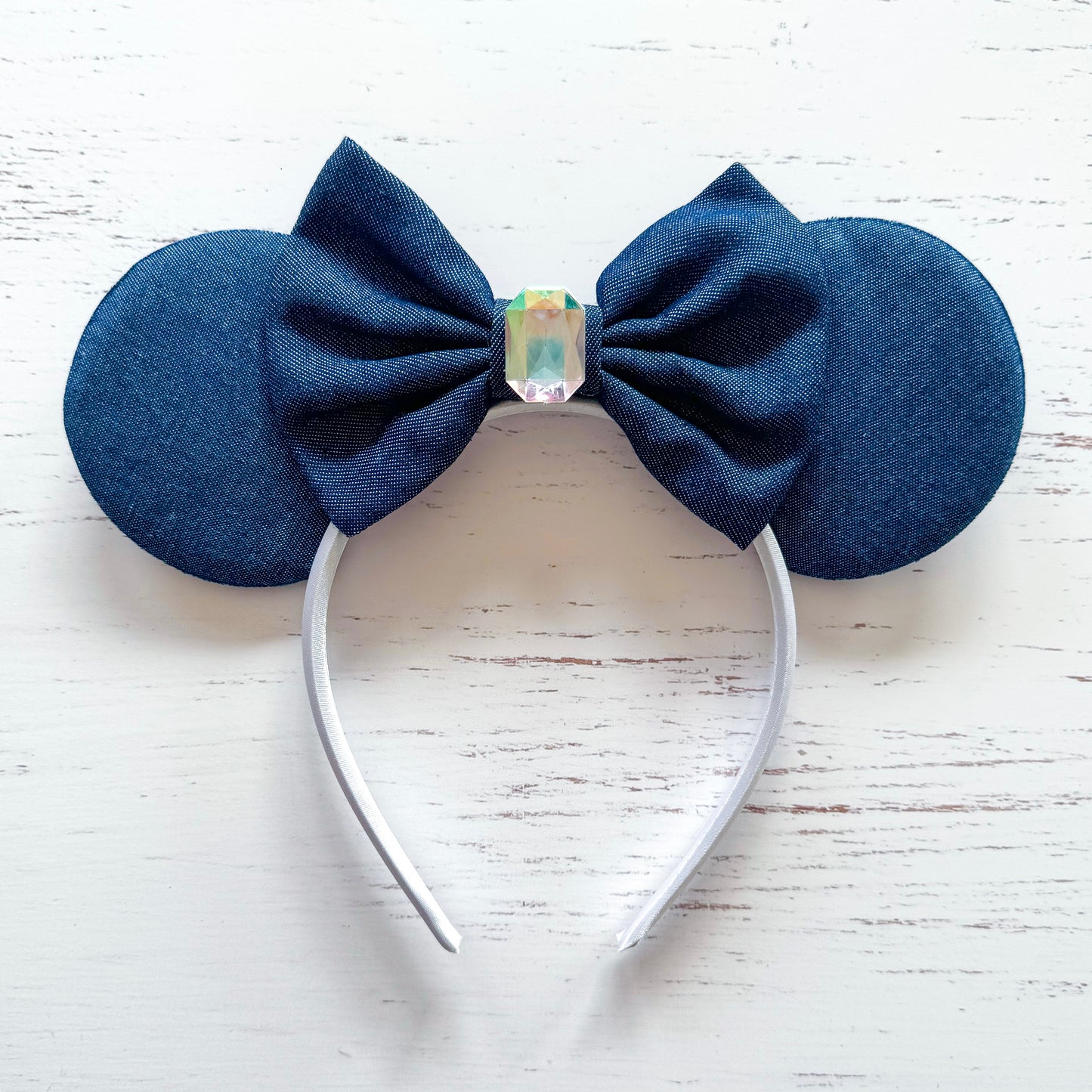 Double Denim Bow Sequin Headband Animal Ears