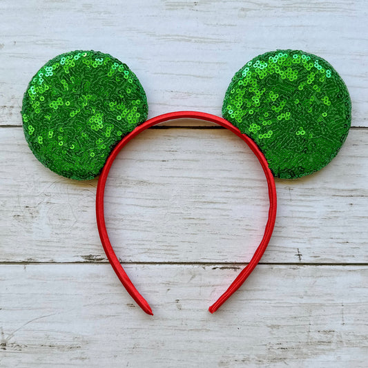 Christmas Green Sequin Headband Animal Ears