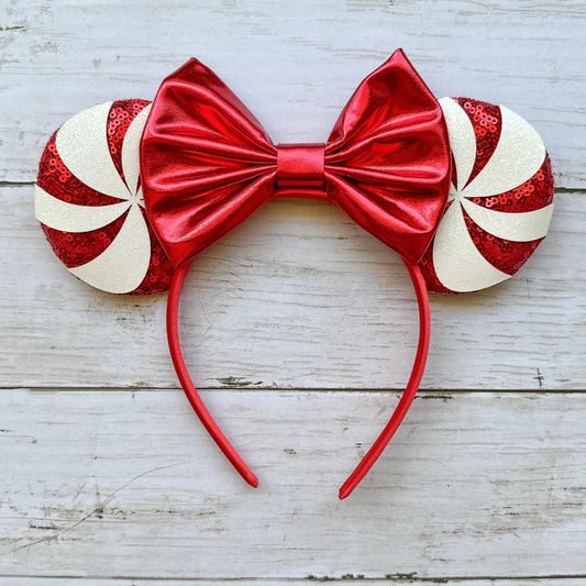 Christmas Red Metallic Swirl Headband Animal Ears
