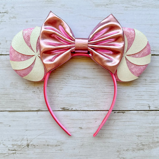 Christmas Pink Metallic Swirl Headband Animal Ears