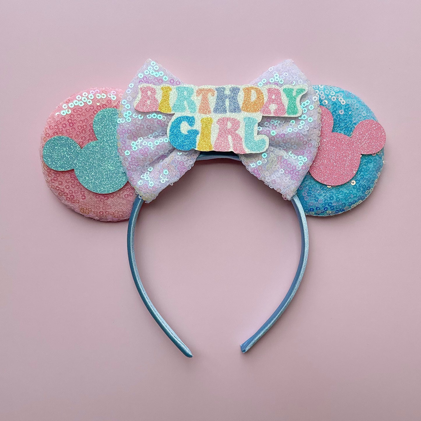 Birthday Girl RAINBOW Sequin Headband Animal Ears