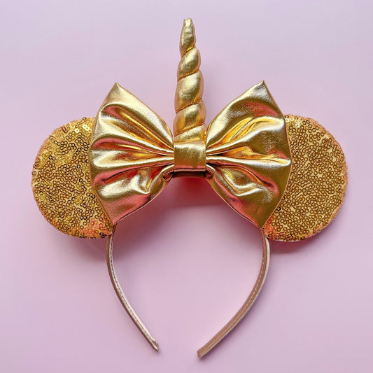 Unicorn Gold Sequin Headband Animal Ears
