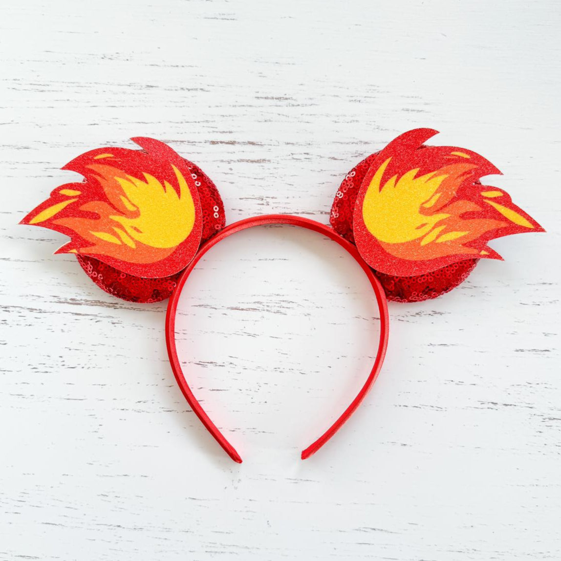 Red Flame Sequin Headband Animal Ears