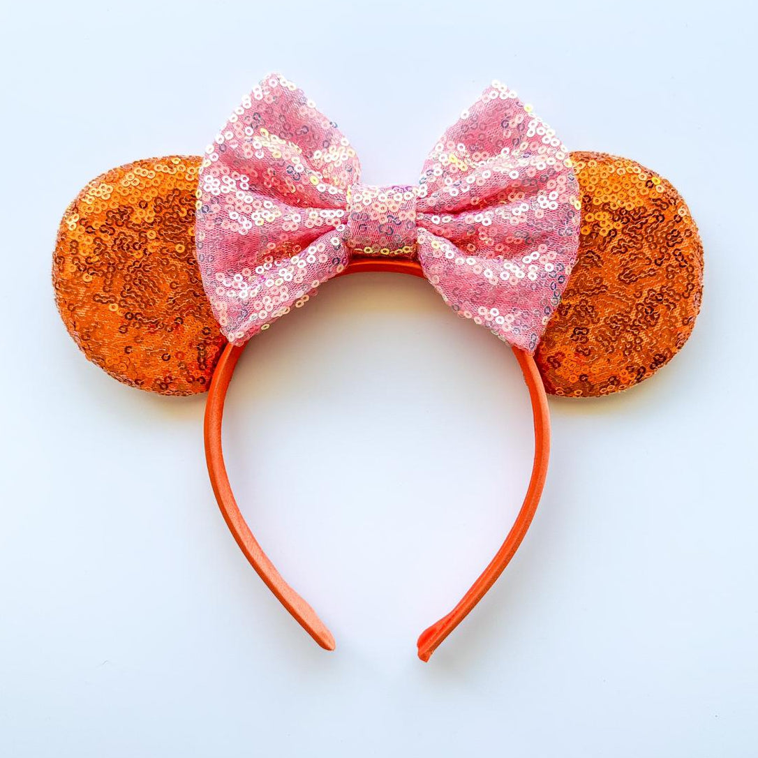 Orange Blush Sequin Headband Ears