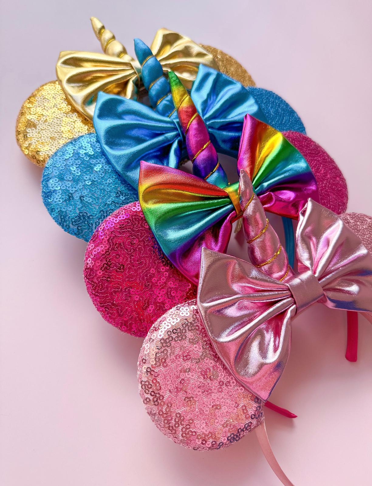Gold, Blue, Rainbow Fuchsia, Baby Pink Unicorn Sequin Headbands