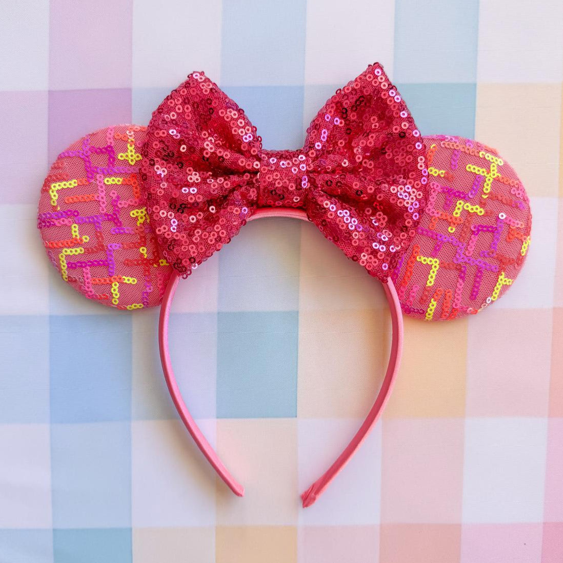 Pink Fuchsia Sequin Headband Animal Ears