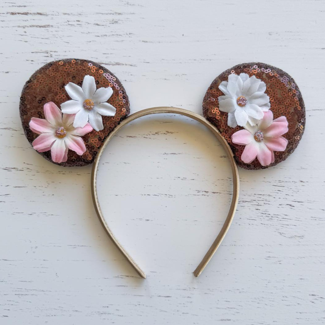 Woodlands Floral Sequin Headband Animal Ears