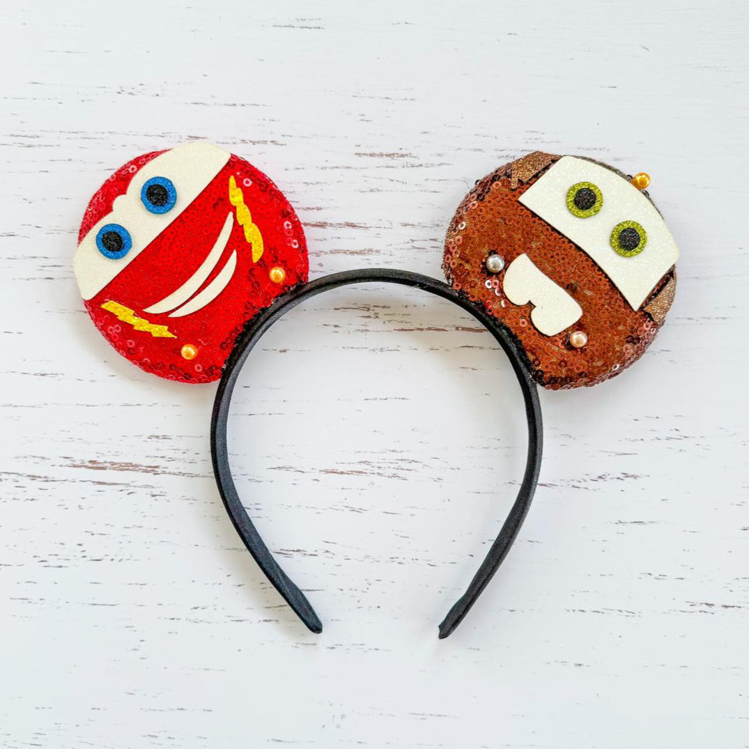 Cars Vehicle Inspired Sequin Animal Ear Headband